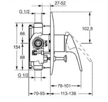 Hansamix Einhand-Wannen-Batterie Renovierungsset – verchromt