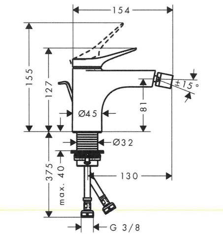 HG Vivenis Einhebel-Bidetmischer mit Zugstangen-Ablaufgarnitur